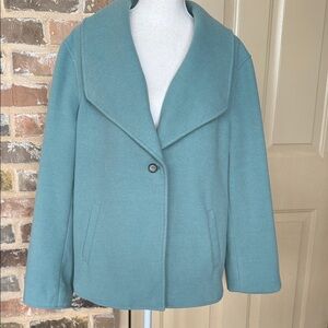 Jones New York Classic Tiffany Blue Teal Pea Coat Single Button Sz 2X